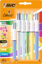 BIC 4 kleuren balpennen - diverse inktkleuren en formaten - medium punt (1 mm) - pak van 6