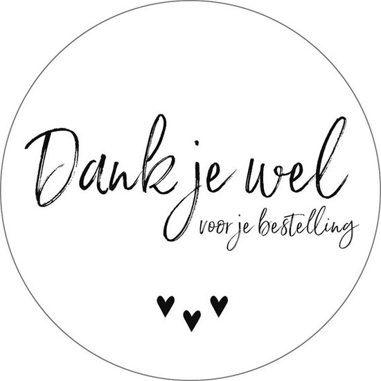 Foto: Sluitsticker xl sluitzegel dankjewel voor je bestelling wit zwart hartjes bedankje envelop chique envelop stickers cadeau gift cadeauzakje traktatie chique inpakken dh collection