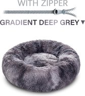 Buzty® Deko Donut Honden- en Kattenmand - Superzacht en Luxe - Wasbaar - Fluffy - Honden en Kattenkussen - 80x80x15cm - XL - Zilver