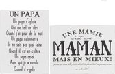 J-Line Plakkaat Teksten Frans Papa Maman Metaal Wit/Zwart Assortiment Van 2