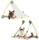 Nola & Coco® Kattenhangmat voor aan het Raam - Af te Wisselen in Twee Stijlen - Poezen - Hangmat Kat - Dieren - Kattenbed - Kattenmand - Slaapplek - Ligplaats - Grijs