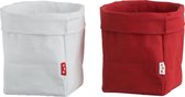 Bloempot | keramiek | wit - rood | 20.5x20.5x (h)20 cm