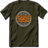 1950 Limited Edition Ring T-Shirt | Zilver - Goud | Grappig Verjaardag en Feest Cadeau Shirt | Dames - Heren - Unisex | Tshirt Kleding Kado | - Leger Groen - M
