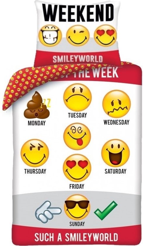 Housse de couette Smiley Days of The Week - Simple - 140x200 cm - Multi |  bol.com