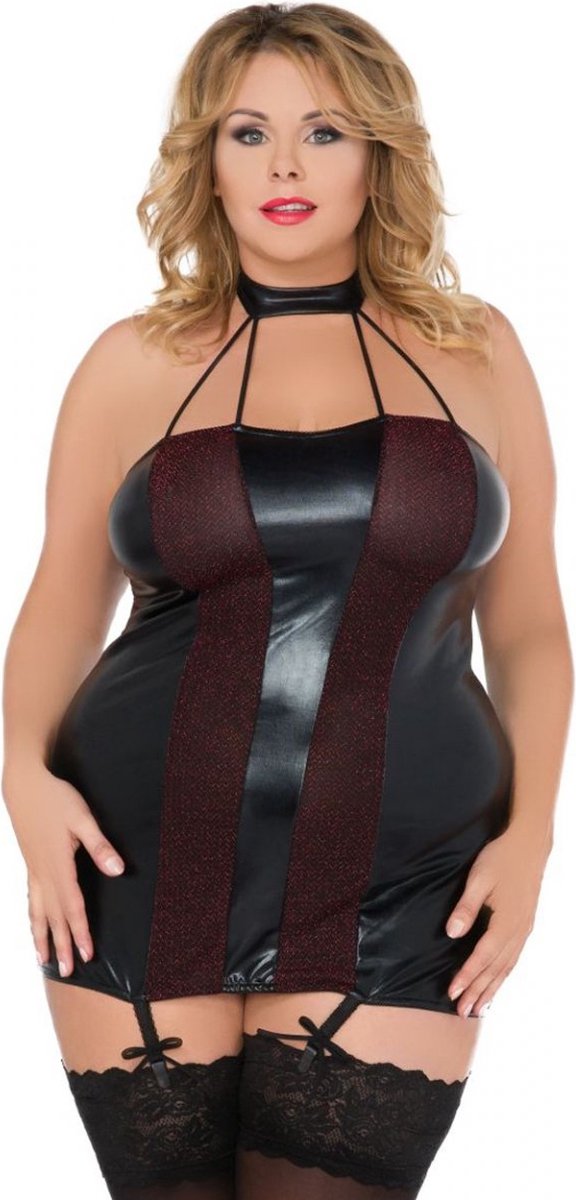 Goedkoopste Andalea- uitnodigende sexy chemise- zwart- grote maten 54/56