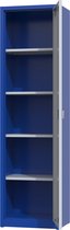 Metalen archiefkast - 180x50x38 cm - Blauw / grijs - Met slot - draaideurkast, kantoorkast, garagekast - AKP-106 - Povag