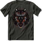 Vos - Dieren Mandala T-Shirt | Oranje | Grappig Verjaardag Zentangle Dierenkop Cadeau Shirt | Dames - Heren - Unisex | Wildlife Tshirt Kleding Kado | - Donker Grijs - M
