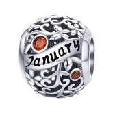 Geboortesteen maand Januari bedel | Rood zirkonia | bedels beads cadeau | Zilverana | geschikt voor Biagi , Pandora , Trollbeads armband | 925 zilver