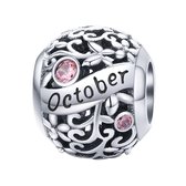 Geboortesteen maand Oktober bedel | Roze zirkonia | bedels beads cadeau | Zilverana | geschikt voor alle bekende merken | 925 zilver | moederdag