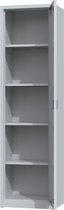 Metalen archiefkast - 180x50x38 cm - Lichtgrijs - Met slot - draaideurkast, kantoorkast, garagekast - AKP-106 - Povag
