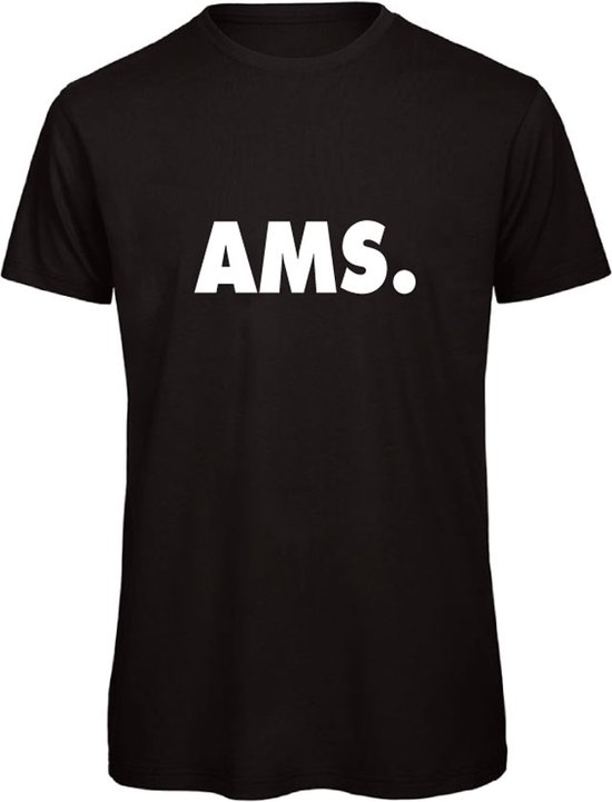 T-shirt zwart S - AMS - wit - soBAD. | Amsterdam | Unisex | T-shirt heren | T-shirt Dames