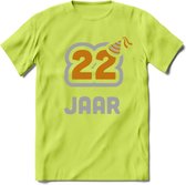 22 Jaar Feest T-Shirt | Goud - Zilver | Grappig Verjaardag Cadeau Shirt | Dames - Heren - Unisex | Tshirt Kleding Kado | - Groen - 3XL