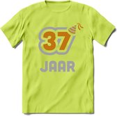 37 Jaar Feest T-Shirt | Goud - Zilver | Grappig Verjaardag Cadeau Shirt | Dames - Heren - Unisex | Tshirt Kleding Kado | - Groen - S