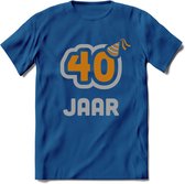 40 Jaar Feest T-Shirt | Goud - Zilver | Grappig Verjaardag Cadeau Shirt | Dames - Heren - Unisex | Tshirt Kleding Kado | - Donker Blauw - S
