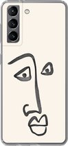 Coque Samsung Galaxy S21 - Visage - Yeux - Line au Art - Coque de téléphone en Siliconen