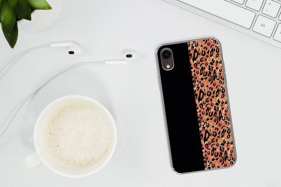 Coque iPhone XR - Imprimé Panthère - Goud - Zwart - Siliconen