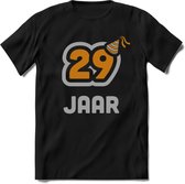 29 Jaar Feest T-Shirt | Goud - Zilver | Grappig Verjaardag Cadeau Shirt | Dames - Heren - Unisex | Tshirt Kleding Kado | - Zwart - L