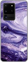 Geschikt voor Samsung Galaxy S20 Ultra hoesje - Marmer print - Natuursteen - Glitters - Siliconen Telefoonhoesje