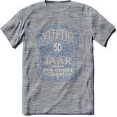 50 Jaar Legendarisch Gerijpt T-Shirt | Blauw - Grijs | Grappig Verjaardag en Feest Cadeau Shirt | Dames - Heren - Unisex | Tshirt Kleding Kado | - Donker Grijs - Gemaleerd - S