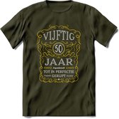 50 Jaar Legendarisch Gerijpt T-Shirt | Geel - Grijs | Grappig Verjaardag en Feest Cadeau Shirt | Dames - Heren - Unisex | Tshirt Kleding Kado | - Leger Groen - L