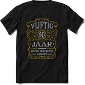 50 Jaar Legendarisch Gerijpt T-Shirt | Geel - Grijs | Grappig Verjaardag en Feest Cadeau Shirt | Dames - Heren - Unisex | Tshirt Kleding Kado | - Zwart - 3XL