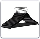 Eleganca luxe kleerhangers 15 stuks - kledinghanger - Zwart - A kwaliteit behandeld hout - multifunctionele kledinghanger - optimaal voor pantalon en blazer - te gebruiken voor elk