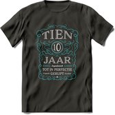 10 Jaar Legendarisch Gerijpt T-Shirt | Lichtblauw - Grijs | Grappig Verjaardag en Feest Cadeau Shirt | Dames - Heren - Unisex | Tshirt Kleding Kado | - Donker Grijs - L
