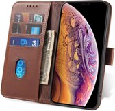 iPhone Xs Hoesje van Leer Donkerbruin - Luxe Lederen iPhone Xs Hoes Flip Case Donkerbruin - Donkerbruin Leren Bookcase Hoes Met Pashouders Voor iPhone Xs - Smartphonica