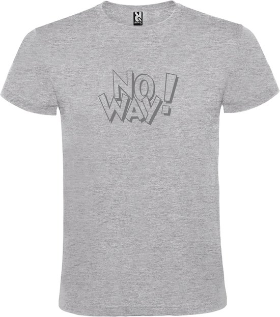 Grijs t-shirt met tekst ''NO WAY'' print Zilver  size 3XL