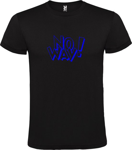 Zwart t-shirt met tekst ''NO WAY'' print Blauw  size 5XL