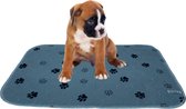 Sharon B - Puppy training pad - plasmat - grijs met pootjes - 60x40 cm - hondentoilet - herbruikbaar - wasbaar