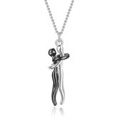 Bijoux by Ive - Ketting met hanger - Koppel - Donkergrijs en Zilverkleurig