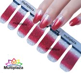 ● Nail wraps ● "Multiplaza" donker Rood-Zilver - nail patch - nagellakstickers - nagelstrips