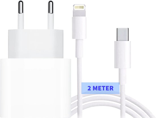 lexicon Zich verzetten tegen zonde iPhone Oplader 2 Meter - Oplaadstekker met iPhone Kabel 2 Meter - USB-C  Adapter... | bol.com