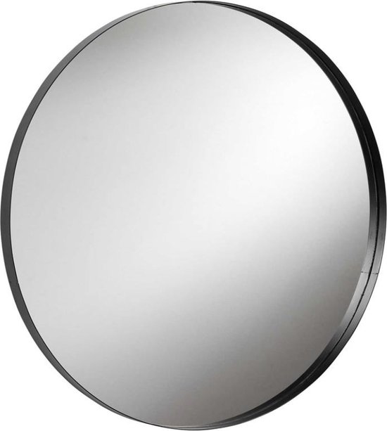 Luxe spiegel XL - rond - mat zwart - ⌀75 cm - woondecoratie - slaapkamer - woonkamer - hal - badkamer - toilet - industrieel