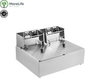 MoreLife Elektrische Friteuse - Elektrische Professionele Frituurpan - 2x 6 Liter Frituurpan - Frituurpannen voor commercieel gebruik - Friteuse 12 Liter - Zwart
