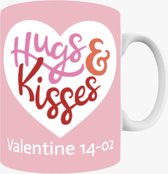Mijnmokbedrukken® | HUGS & KISSES Mok met tekst | Liefdes Mok gepersonaliseerd | Mok met tekst  | Mok cadeau