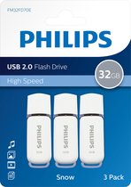 Philips USB Stick Flash Drive - 64GB - Snow Edition - USB 2.0 - Led - Dopje  - Wit - 3-pack | bol.com