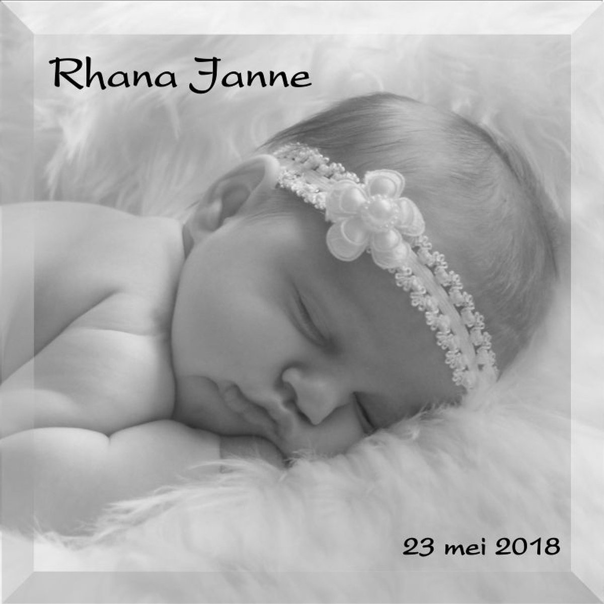 Goedkoopste Geboortetegel - Geboortespiegel - Geboortecadeau - Gepersonaliseerd - Babycadeau meisje - Babycadeau jongen - Decoratie Babykamer - Foto in spiegel - Tekst in spiegel - 20x20cm