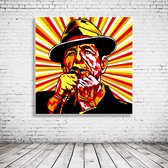 Pop Art Leonard Cohen Poster in lijst - 90 x 90 cm en 2 cm dik - Fotopapier Mat 180 gr Framed - Popart Wanddecoratie inclusief lijst