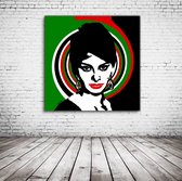 Pop Art Sofia Loren Poster in lijst - 90 x 90 cm en 2 cm dik - Fotopapier Mat 180 gr Framed - Popart Wanddecoratie inclusief lijst