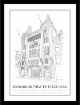 Koninkijk Theater TUSCHINSKI Amsterdam, digitaal handgetekend 30 x 40 cm incl zwarte lijst