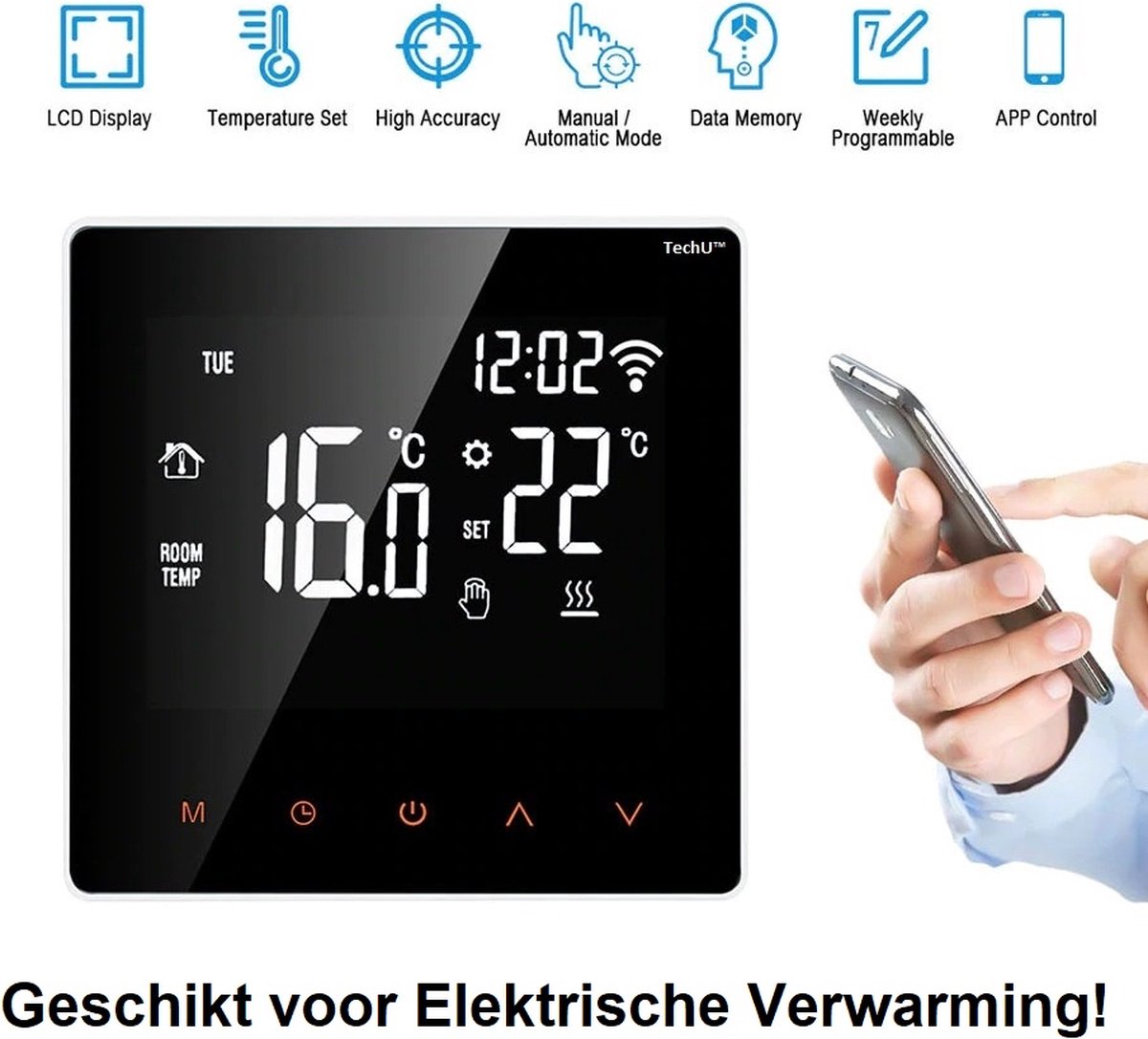 Thermostat intelligent TechU™ pour chaudière Water/gaz - S3 - Wit