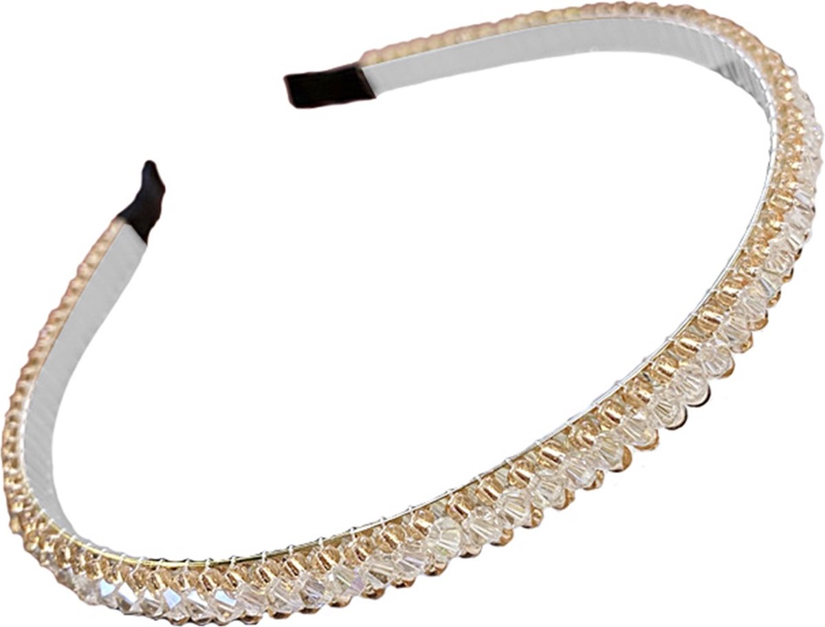 Haarband - Facet Geslepen Glaskralen - Diadeem - Wit