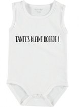 Baby Rompertje met tekst 'Tantes kleine boefje' | mouwloos l | wit zwart | maat 62/68 | cadeau | Kraamcadeau | Kraamkado