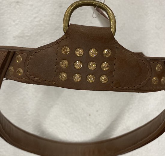 Doxtasy - Extreme strass bruin - bulldog tuig - Swarovski steentjes - leer