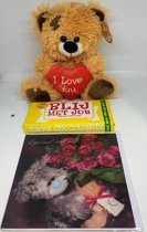 ValentijnBeer 27 cm BRUIN - Valentijn - 14 Februari met Valentijns Tony Choconelly  en Valentijnskaart - Valentijn cadeautje voor haar
