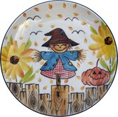 Bord - Ontbijtbord - Bunzlau - Handmade - Handgemaakt - Handpainted - Handbeschilderd - Herfst - Halloween - Servies - Vogelverschrikker - Keramiek - Aardewerk