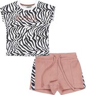 DJ Dutchjeans - Kledingset(2delig) - Short Oudroze - Shirt Wit zebraprint - Maat 152