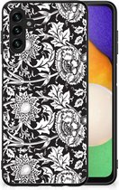 Mobiel TPU Hard Case Geschikt voor Samsung Galaxy A13 5G | Geschikt voor Samsung Galaxy A04s Telefoon Hoesje met Zwarte rand Zwart Bloemen